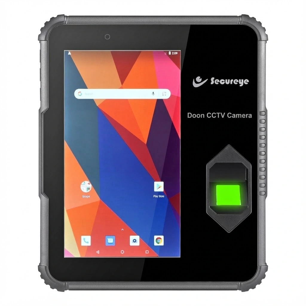 Aadhaar Enabled Biometric Attendance System (AEBAS) tablet for government offices, supplied by Doon CCTV Camera.
